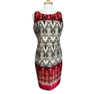 CATO Women's Large Sheath Dress Animal Print Fall Colors Career Shift Sleeveless